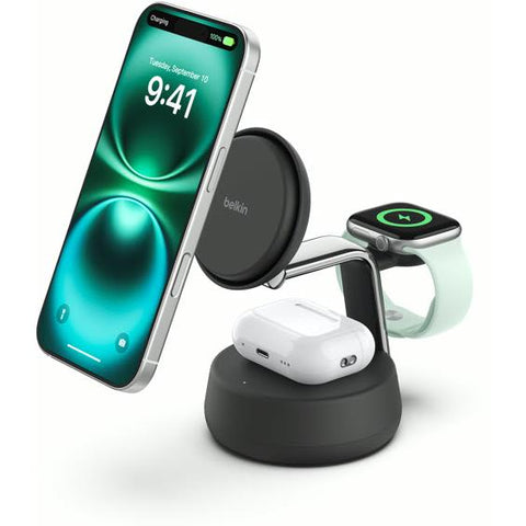 Belkin UltraCharge Pro 3-in-1 Magnetic Qi2 25W Charging Dock (Charcoal)