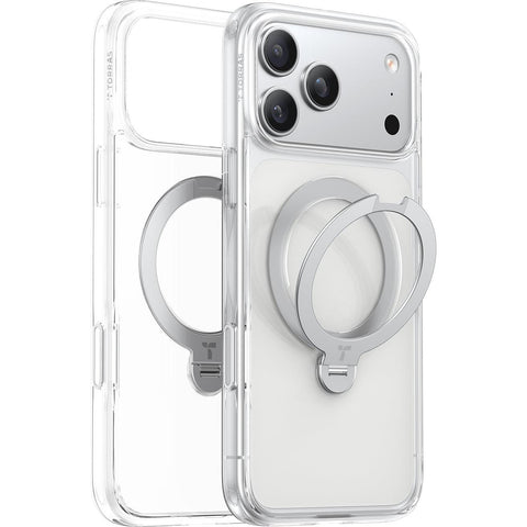 Torras Ostand Spin Case for iPhone 17 Pro (Clear)