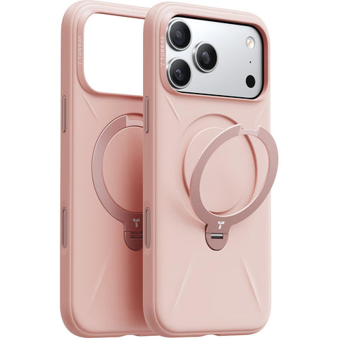 Torras Ostand Spin Silicone Case for iPhone 17 Pro (Blush Pink)