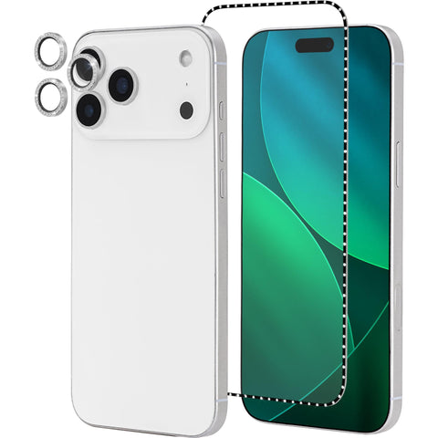 Kate Spade Screen and Lens Protector Bundle for iPhone 17 Pro Max (Set in Stone Silver)