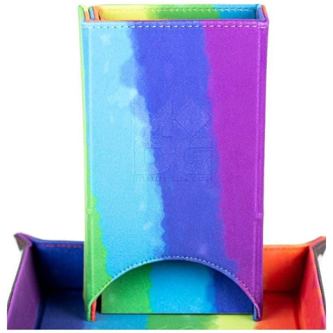 Fanroll By Metallic Dice Games MDG - Fold Up Velvet Dice Tower (Watercolour Rainbow)