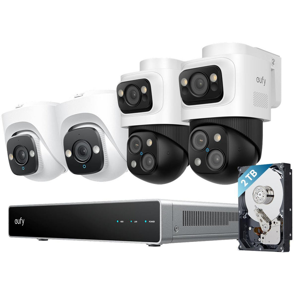 eufy S4 NVR POE 24/7 Security System [2 x PTZ + 2 x Turret Cameras ...