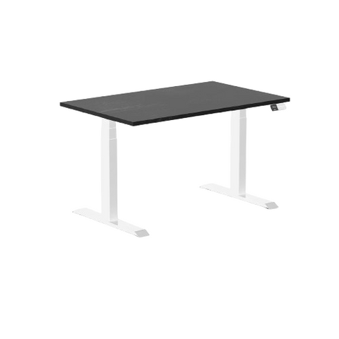 Desky Dual Hardwood Sit Stand Desk 150cm (Black Ash Desktop/White Frame)