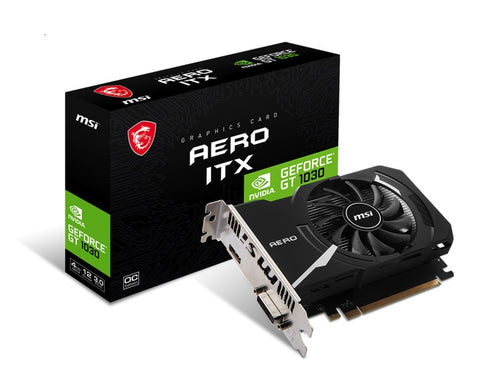 MSI nVidia GeForce GT 1030 AERO ITX 4GD4 OC Video Card, PCI-e 3.0, 1430 MHz Boos - PCI-E nVidia Chipset