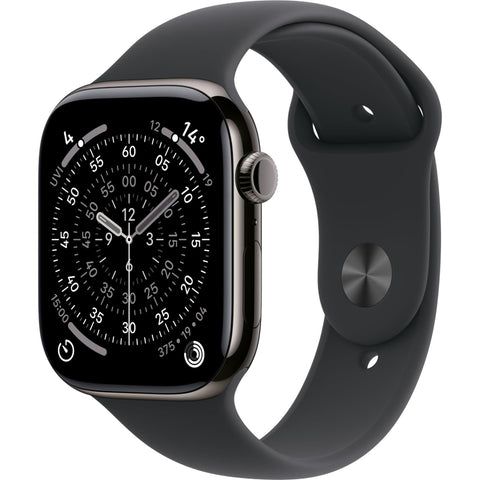 Apple Watch Series 11 42mm Slate Titanium Case GPS + Cellular Sport Band (S/M) [Black]