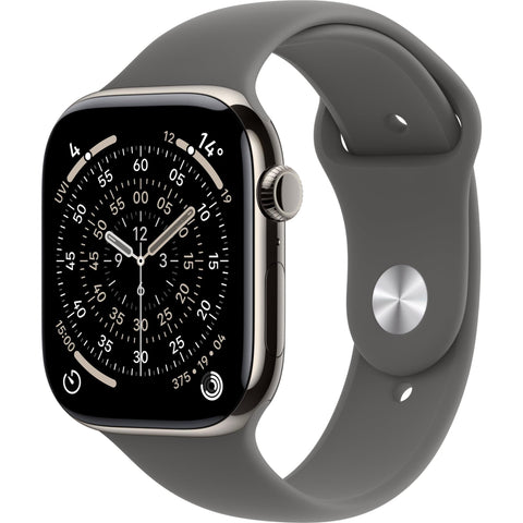 Apple Watch Series 11 46mm Natural Titanium Case GPS + Cellular Sport Band (M/L) [ Stone Grey]