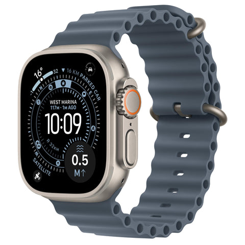 Apple Watch Ultra 3 49mm Natural Titanium Case GPS + Cellular Ocean Band (Anchor Blue)