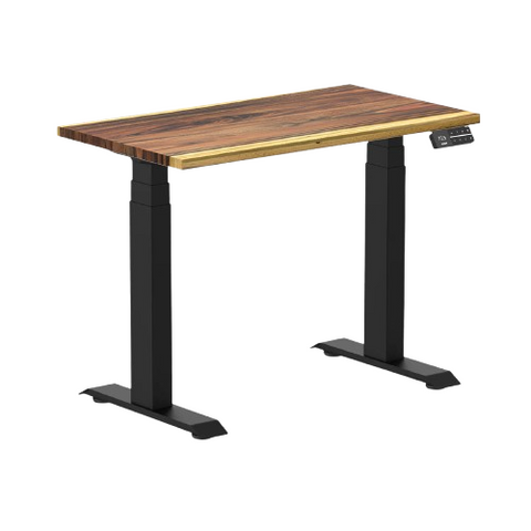Desky Dual Mini Hardwood Sit Stand Desk 90cm Saman Desktop and Matte Black Frame