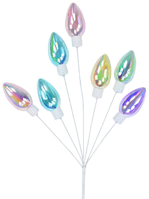 Christmas Warehouse - STEM2424 Pastel Rainbow C9 Bulb Spray Long Christmas Stem | 61cm Pastels on White