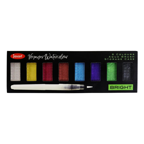Jasart Voyager Art/Craft 8-Watercolour Painting Set with Brush Metallic Bright