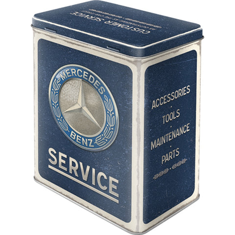 Nostalgic-Art Tin Storage Box Large Mercedes-Benz Service Emblem Blue 10x14x20cm