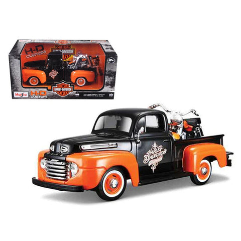1/24 Harley Davidson 1948 Ford F-1 Pickup & 1958 FLH Duo Glide Orange/Black