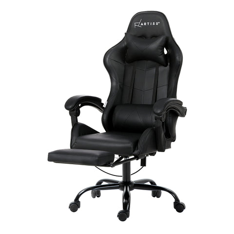Artiss 6 Point Massage Gaming Office Chair Footrest (Black)