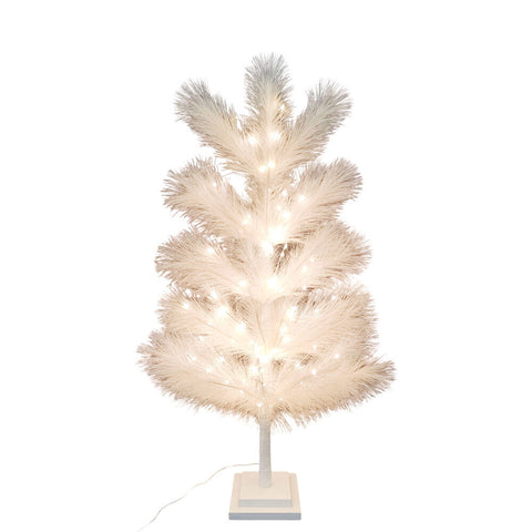 Urban Whisp Wooden Christmas Tree with 82 LED Lights 90cm Cream