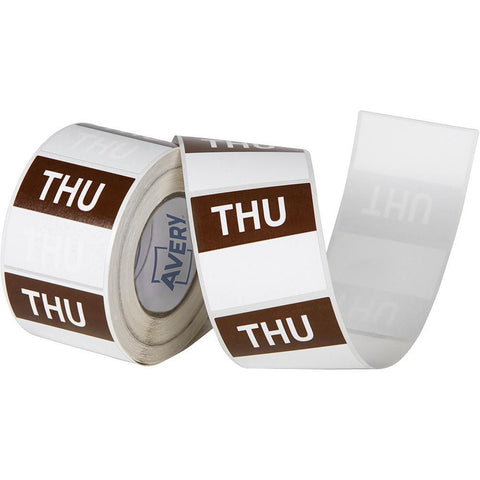 Avery 937339 Removable Day Label Thursday 40x40mm Brown/White Box 500