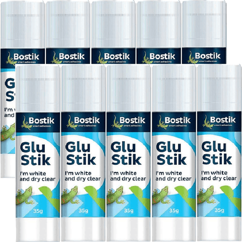 10 Pack Bostik Glue Sticks Clear 35g Glue White Dries Clear