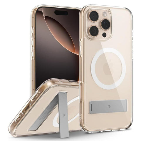 Spigen Apple iPhone 16 Pro Capella Mag Kickstand Case - Clear Case / White Ring