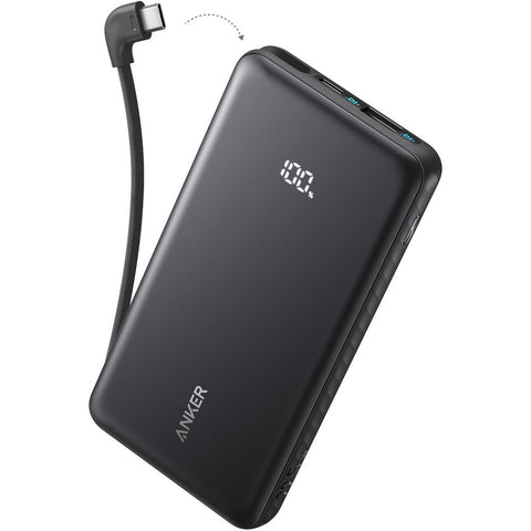Anker 10K 22.5W Power Bank with Built-in USB-C Cable (Black)