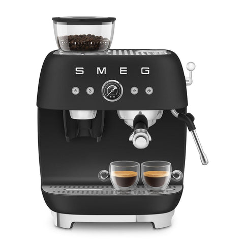 Smeg 50's Style Espresso Manual Coffee Machine with Grinder (Matte Black)