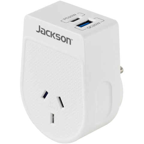 Jackson MOVE Rapid Charge PD20W USB-C/A Outbound Travel Adaptor for India, Sri Lanka & More