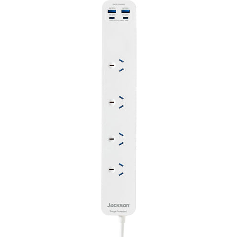 Jackson Rapid Charge 20W USB-A & USB-C 4 Outlet Powerboard (White)