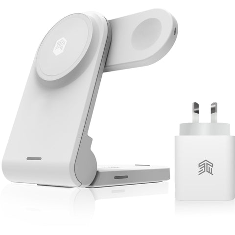 STM Charge Tree Magnetic Qi2 3-in-1 Portable Wireless Charging Stand (White)