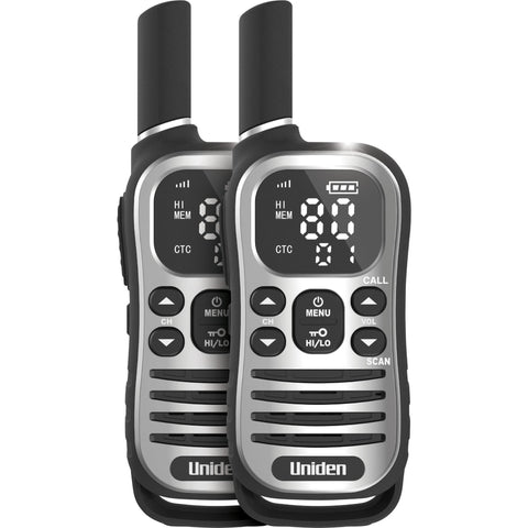 Uniden UH610 Max 1W UHF Handheld Radio with Voice Scramble (Grey) [2 Pack]