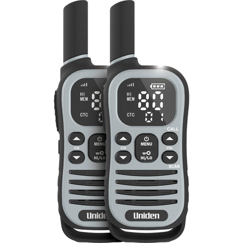 Uniden UH615 Max 1.5W UHF Handheld Radio with Voice Scramble (Grey) [2 Pack]