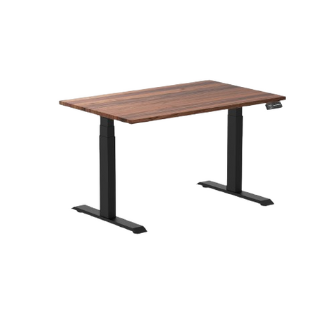 Desky Dual Hardwood Sit Stand Desk 120cm Walnut Desktop and Matte Black Frame