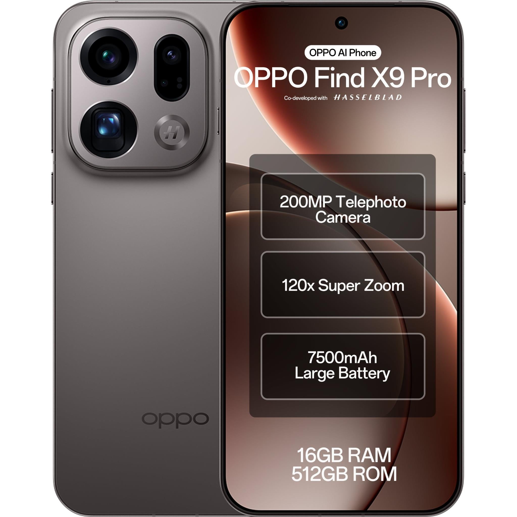 OPPO Find X9 Pro 512GB 5G - Premium Charcoal Finish - JB Hi-Fi