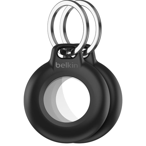 Belkin Waterproof Secure AirTag Holder with Key Ring (Black) [2 Pack]