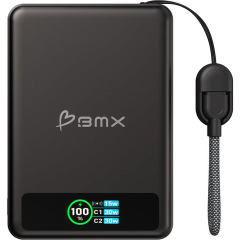 BMX SolidSafe 10K Semi-Solid-State 30W Magnetic Power Bank with Display (Black)