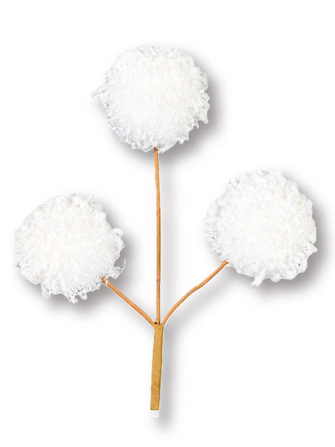 Christmas Warehouse - PICK2215 White Frosted Pom Pom Snowballs Christmas Tree Clip Pick | 12cm White