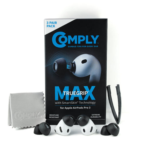 Comply TRUEGRIP Max Headphone Ear Tips for AirPods Pro 3 (Black) [Large]