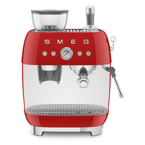 Smeg 50's Style Espresso Manual Coffee Machine with Grinder (Red)