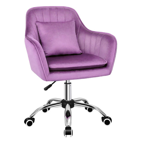 ALFORDSON Velvet Office Chair Fabric Computer Swivel Armchair Work Adult Kids (Purple)