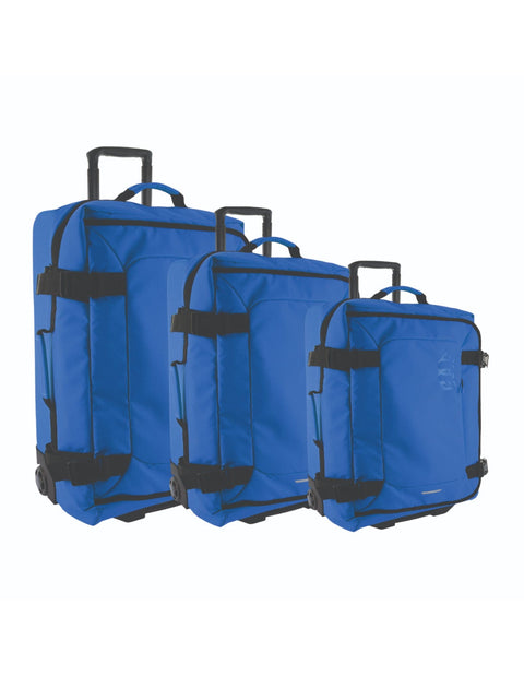 GAP 3-Pieces Soft-Shell Suitcase Lockable Travel Trolley Luggage Set 73cm Blue