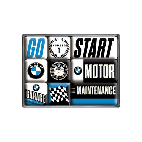 Nostalgic-Art 9pc Fridge Decor Magnet Set BMW Motor 7x9.3x2cm