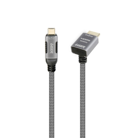 Laser 4K USB-C to Right Angle HDMI Cable 2m (Grey)