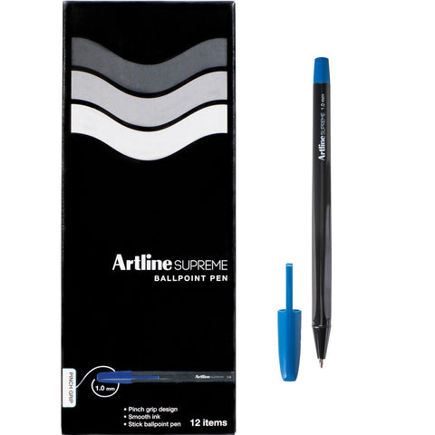 Artline Supreme Ballpoint Pen Box of 12 (Blue)