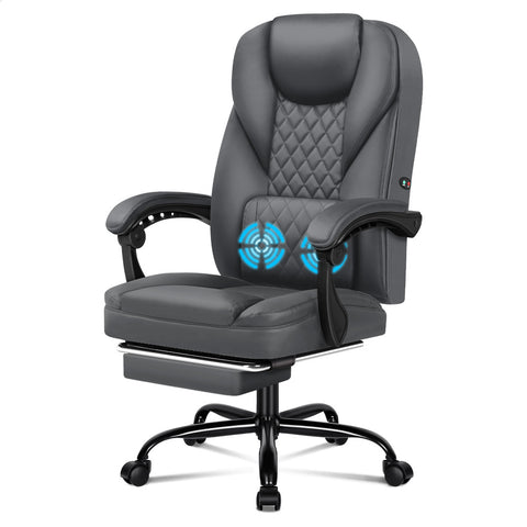 ALFORDSON Massage Office Chair Executive Seat Computer Leather Recliner (Grey)