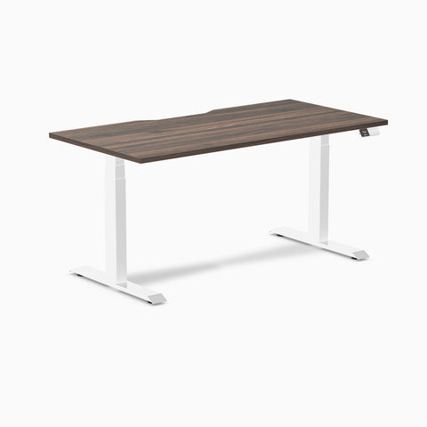 Desky Dual Scalloped Melamine Sit Stand Desk 1500x750mm (Jarrah Legno/White)
