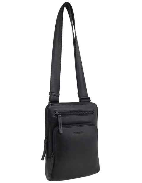 Pierre Cardin Men's Leather Casual Shoulder Crossbody Bag 18x24cm Black