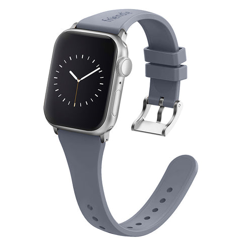 Friendie Gippsland Silicone Slim Band for Apple Watch 7/8/9/10/11/SE  (Grey/Silver) [Small] 38/39/40/41/42mm