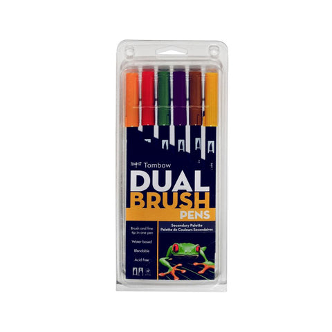 Tombow Dual Brush Pen Marker Drawing/Sketching Set (Secondary) [6-Pieces]