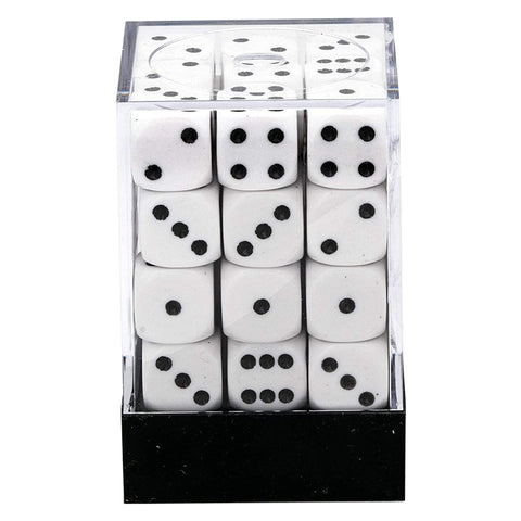 Chessex D6 Dice Opaque 12mm White/Black 36pcs