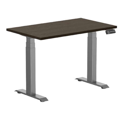 Desky Dual Mini Bamboo Sit Stand Desk 100cm (Dark Bamboo Desktop/Space Grey Frame)