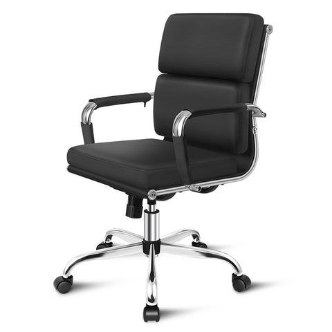 ALFORDSON Office Chair Ergonomic Paddings Executive Computer Work Seat Mid Back (Black)