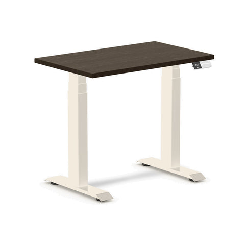Desky Dual Mini Bamboo Sit Stand Desk 100cm Dark Bamboo Desktop and Wheat Frame