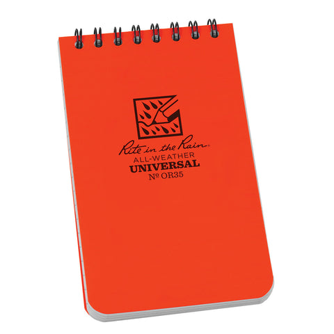 Rite in the Rain | Top Spiral 3 X 5 Polydura Notebook - Universal - Blaze Orange